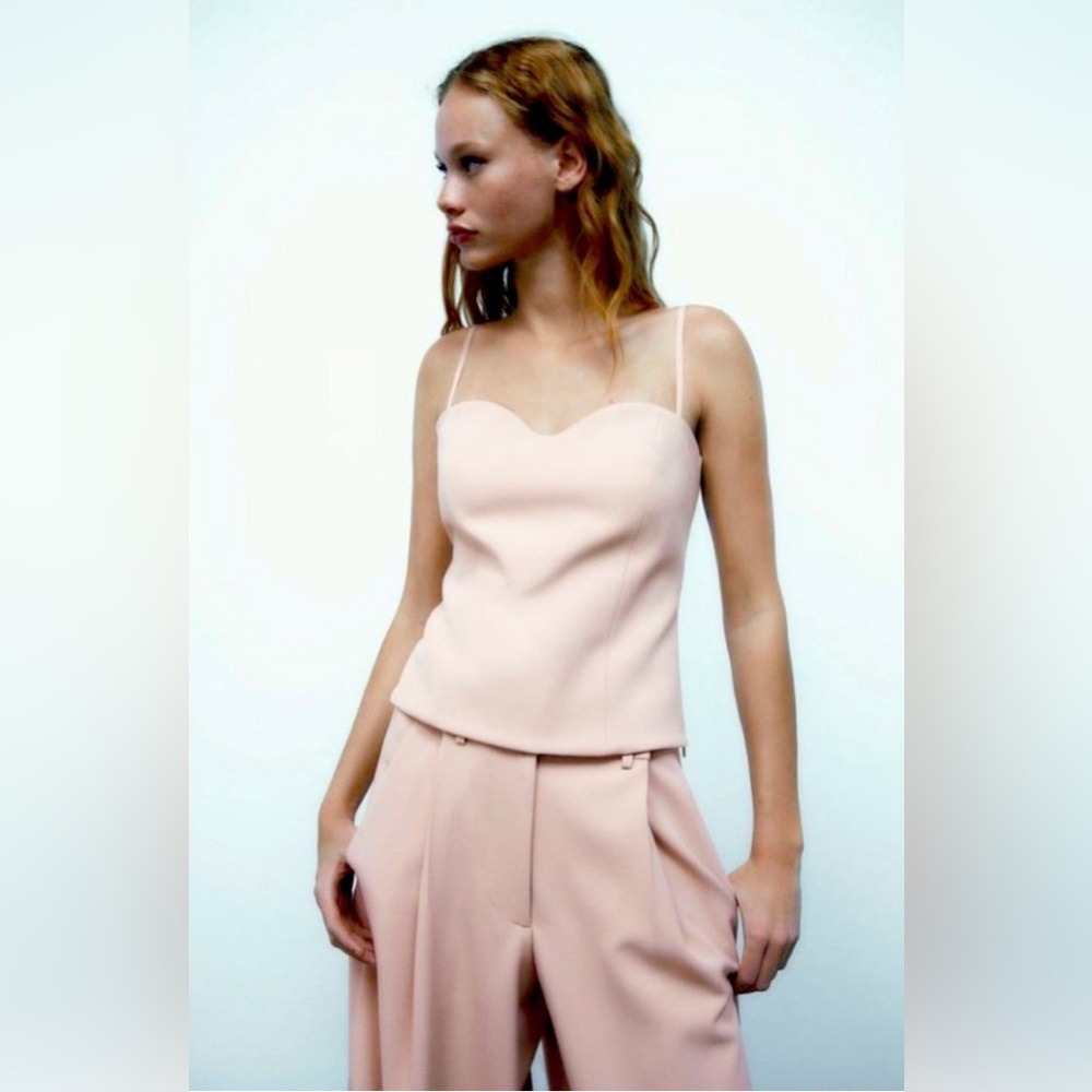 New with Tags✨ Zara Woman Pink Bustier Top with Sweetheart Neckline • Size S